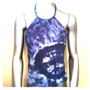 Vintage Lei tie dye cropped hippie halter top EUC